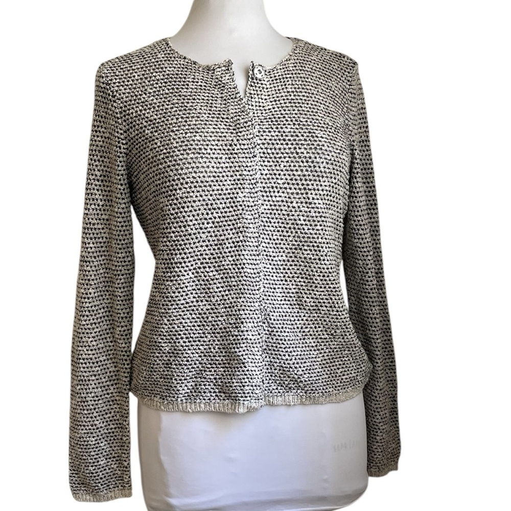 Eileen Fisher Illusion Printed Ramie Jacket Small Linen Cotton Blend